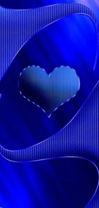 This phone live wallpaper features a heart-shaped hole surrounded by a luxurious royal-blue satin finish