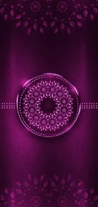 This phone live wallpaper boasts a stunning purple background and a circular, arabesque-inspired design