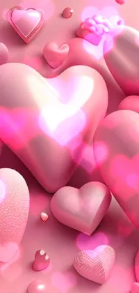 This live wallpaper features a stunning pink background adorned with an array of pink hearts, creating a beautiful and romantic ambiance on your screen