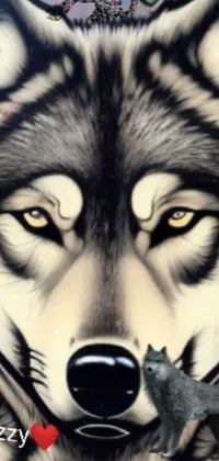 This phone live wallpaper showcases an urban graffiti art painting featuring two wolves
