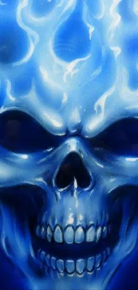 Blue skull with flames Live Wallpaper