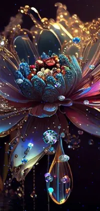 This stunning live wallpaper features a close-up of a table-top flower rendered in intricate digital art