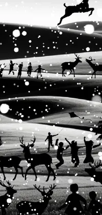 Children and Reindeer  Live Wallpaper