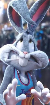 Looking for a playful and unique live wallpaper for your phone? Check out this trending CG Society basketball-inspired design! This close-up features a fluffy white rabbit wearing a basketball uniform while dribbling a ball on its paw