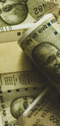 This Indian currency <a href="/">live wallpaper for mobile phone</a> features stacks of notes arranged neatly on top of each other