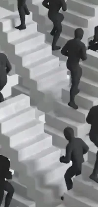 Looking for a mesmerizing and visually stunning phone wallpaper? Check out this live wallpaper featuring a group of people walking up an infinite set of stairs