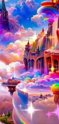 Looking for a phone live wallpaper that will transport you to a magical world? Look no further than this castle-in-the-clouds wallpaper