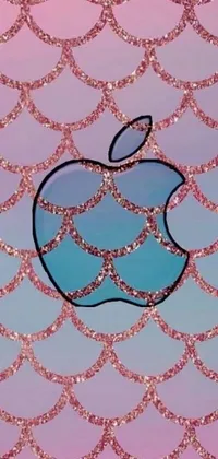 This playful phone live wallpaper features an animated Apple logo on a colorful pink and blue background, complete with swirling glitter effects and enchanting mermaid and net art elements