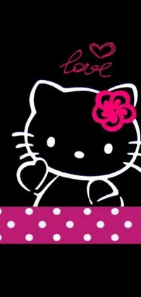 Enhance the look of your smartphone with this adorable polka-dotted wallpaper featuring the ever-popular character, Hello Kitty