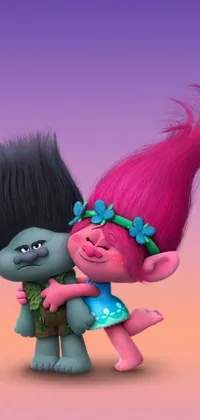 This lively phone live wallpaper features animated trolls from the popular movie franchise