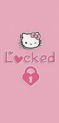 This Hello Kitty live wallpaper features a charming design complete with a lock and a sweet anime-style girl named Lucy