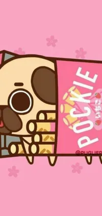 This cartoon pug live wallpaper is an adorable addition to your phone! Featuring a pug resting on a pink blanket, this design is cute and playful