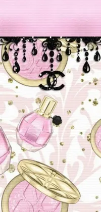 This phone live wallpaper boasts a lavish array of perfume bottles resting on a sleek tabletop