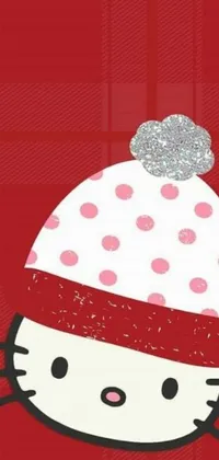 This live wallpaper features a charming digital rendering of a Hello Kitty Christmas card