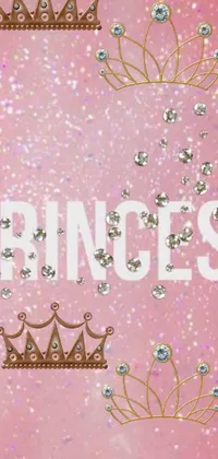 Looking for a cute and trendy phone wallpaper? Check out this lively pink design with princess crowns, animated glitter, and sparkles