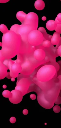 This phone live wallpaper showcases a cute, playful display of pink balloons floating in the air against a pink and white background
