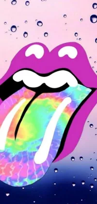This live wallpaper features a colorful and psychedelic tongue inspired by Lisa Frank's iconic aesthetic