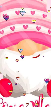 Looking for a fun and playful phone wallpaper? Look no further than this cartoon gnome with heart live wallpaper! A popular choice on cgstation, this live wallpaper features a gnome holding hearts against a pink background, with the image appearing to be inspired by popular MMORPG game Maplestory
