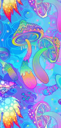 This phone live wallpaper features a bold and vibrant psychedelic design