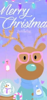 This phone live wallpaper features a festive Christmas card design with a cute twist