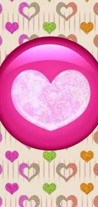 This phone live wallpaper features a colorful heart on a vibrant backdrop with sparkling pink diamonds