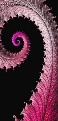 Get a stunning pink and white spiral design inspired by the mesmerizing patterns of fractal geometry for your phone's live wallpaper