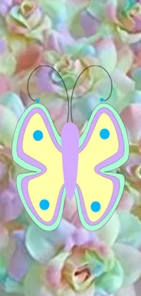 This lively phone live wallpaper features a colorful butterfly resting on a bed of vibrant flowers