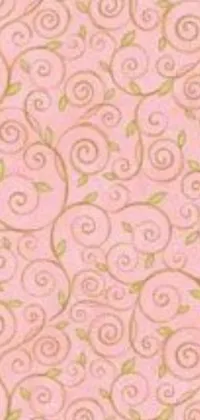 Elevate your phone's display with our stunning live wallpaper featuring a pink background with gold swirls and leaves