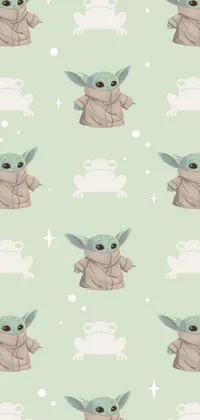 This phone live wallpaper features a close-up image of the beloved Baby Yoda character from the popular Star Wars universe set against a vibrant green backdrop
