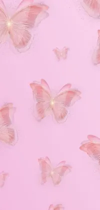 This pink butterfly live wallpaper showcases a stunning digital art design with delicate pink butterflies flying across a misty and tileable background