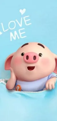 This phone live wallpaper boasts a charming close-up image of a cute pig figurine in a cartoon-like style