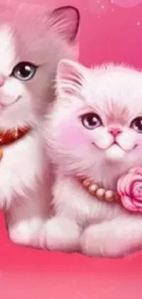 This phone live wallpaper features two adorable cats sitting beside each other