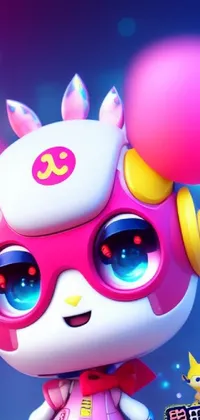 This phone wallpaper features a charming and colorful toy character