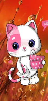 Pink Cat Art Live Wallpaper