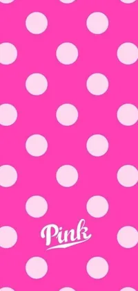 This live wallpaper features a pink background with white polka dots and cute colorful stickers