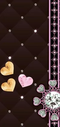 This live wallpaper for your phone is a stunning blend of pink and black with a heart and diamond pattern
