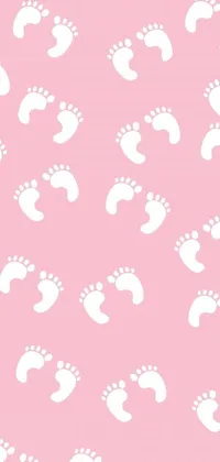 This live wallpaper features a playful design of tiny footprints on a soft pink background