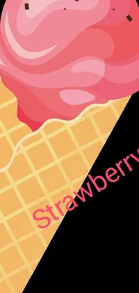 Get ready to make your phone pop with this vibrant phone live wallpaper! Feast your eyes on a delicious-looking ice cream cone with a juicy red strawberry perched on top, surrounded by an op art inspired pattern of bold blue, green, and pink colors