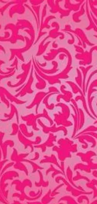 This hot pink live phone wallpaper exudes elegance and sophistication with its baroque floral style