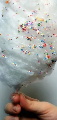 "Colorful Close-Up of Cotton Candy with Sprinkles Live Wallpaper Featuring Lab Tissue Profile Picture and Bold White Font Numbers Display
