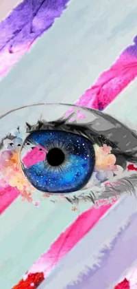 This unique phone live wallpaper is all about a magnificent digital painting of a blue eye