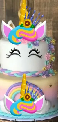 This live wallpaper features a close-up shot of a cake topped with a whimsical unicorn