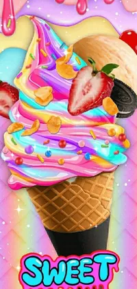 Pink Food Ice Cream Live Wallpaper