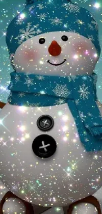 Add some winter charm to your phone with this blue-hat snowman live wallpaper