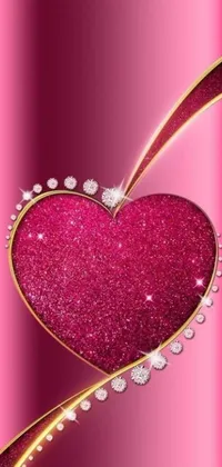 This pink phone wallpaper features a stunning heart with diamond details