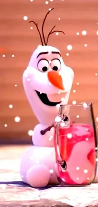 This live wallpaper showcases a charming image of two snowmen enjoying cocktails together