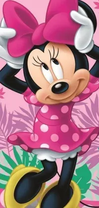 Bring the magical world of Disney to your phone with this delightful Minnie Mouse live wallpaper! Featuring the beloved cartoon character with her iconic pink bow, this wallpaper is sure to put a smile on your face every time you check your phone
