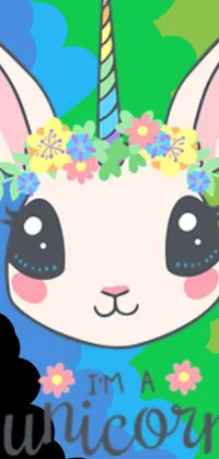 This whimsical live wallpaper showcases a charming cartoon bunny adorned with a delicate flower crown surrounded by a magical jungle scene