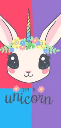 This phone live wallpaper showcases an adorable cartoon bunny with a flower crown