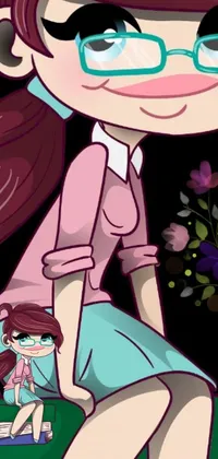 This is a live phone wallpaper featuring a charming cartoon girl and her doll